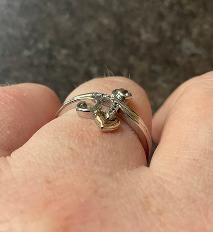 Clogau Tree of Life Vine white topaz ring size P in silver and rose gold