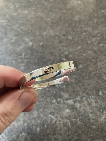 Clogau Cariad Bach ‘Little sweetheart’ baby Christening bangle in silver and rose gold RRP £209