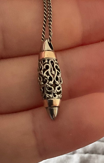 Clogau Am Byth small Bullet pendant necklace 17-18” in silver and rose gold