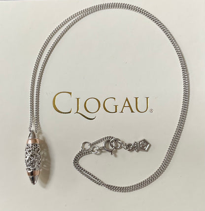 Clogau Am Byth small Bullet pendant necklace 17-18” in silver and rose gold