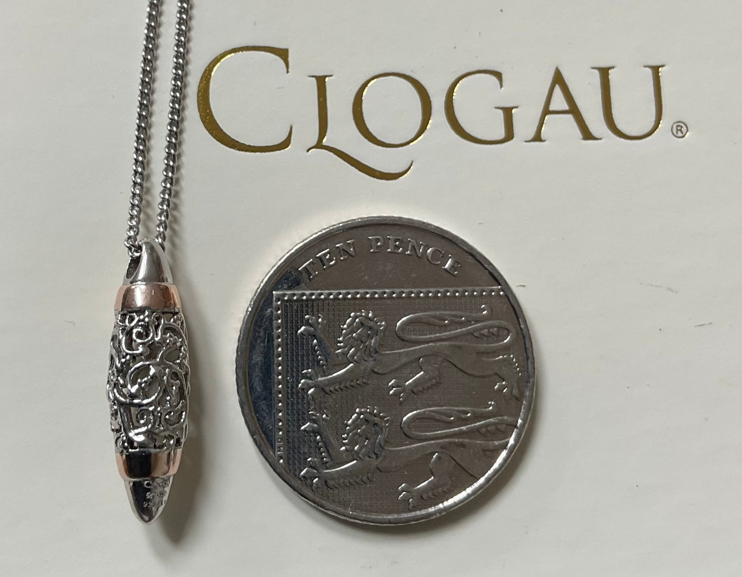 Clogau Am Byth small Bullet pendant necklace 17-18” in silver and rose gold