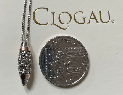 Clogau Am Byth small Bullet pendant necklace 17-18” in silver and rose gold