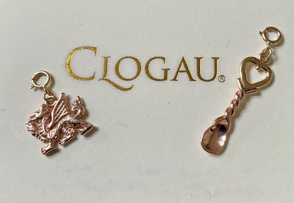 Vintage Clogau 9ct Welsh Lovespoon charm in yellow and rose gold (Dragon charm sold)