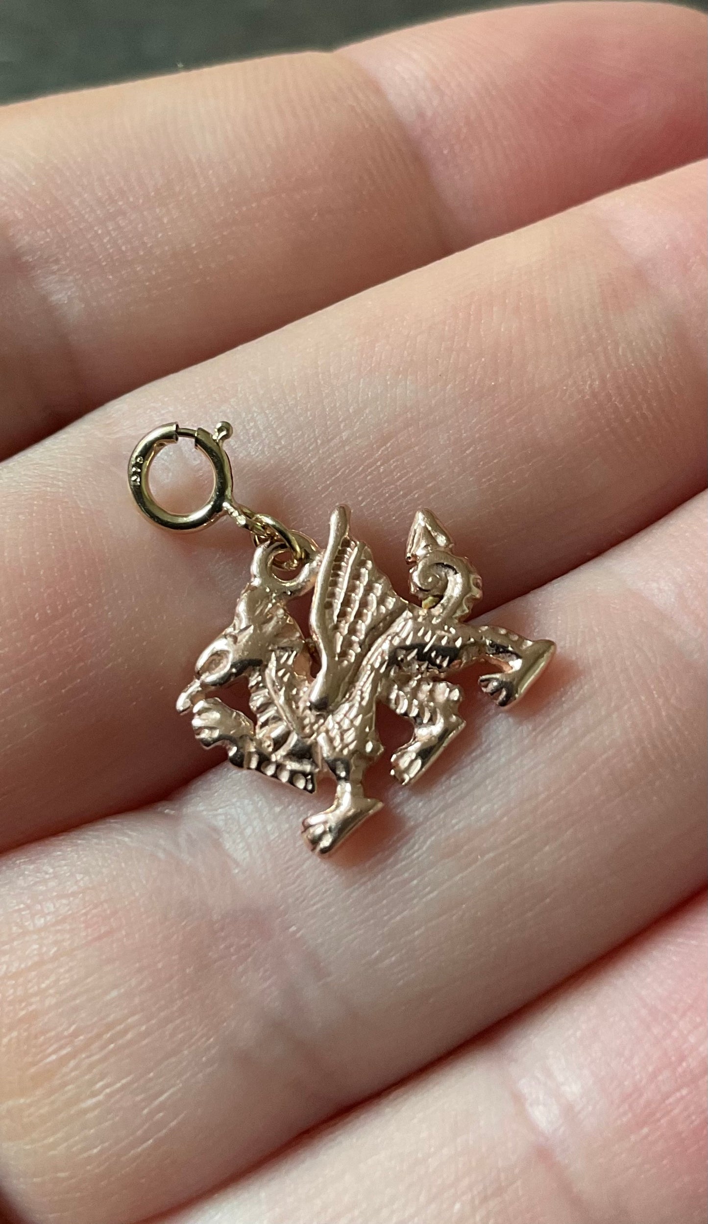 Vintage Clogau 9ct Welsh Lovespoon charm in yellow and rose gold (Dragon charm sold)