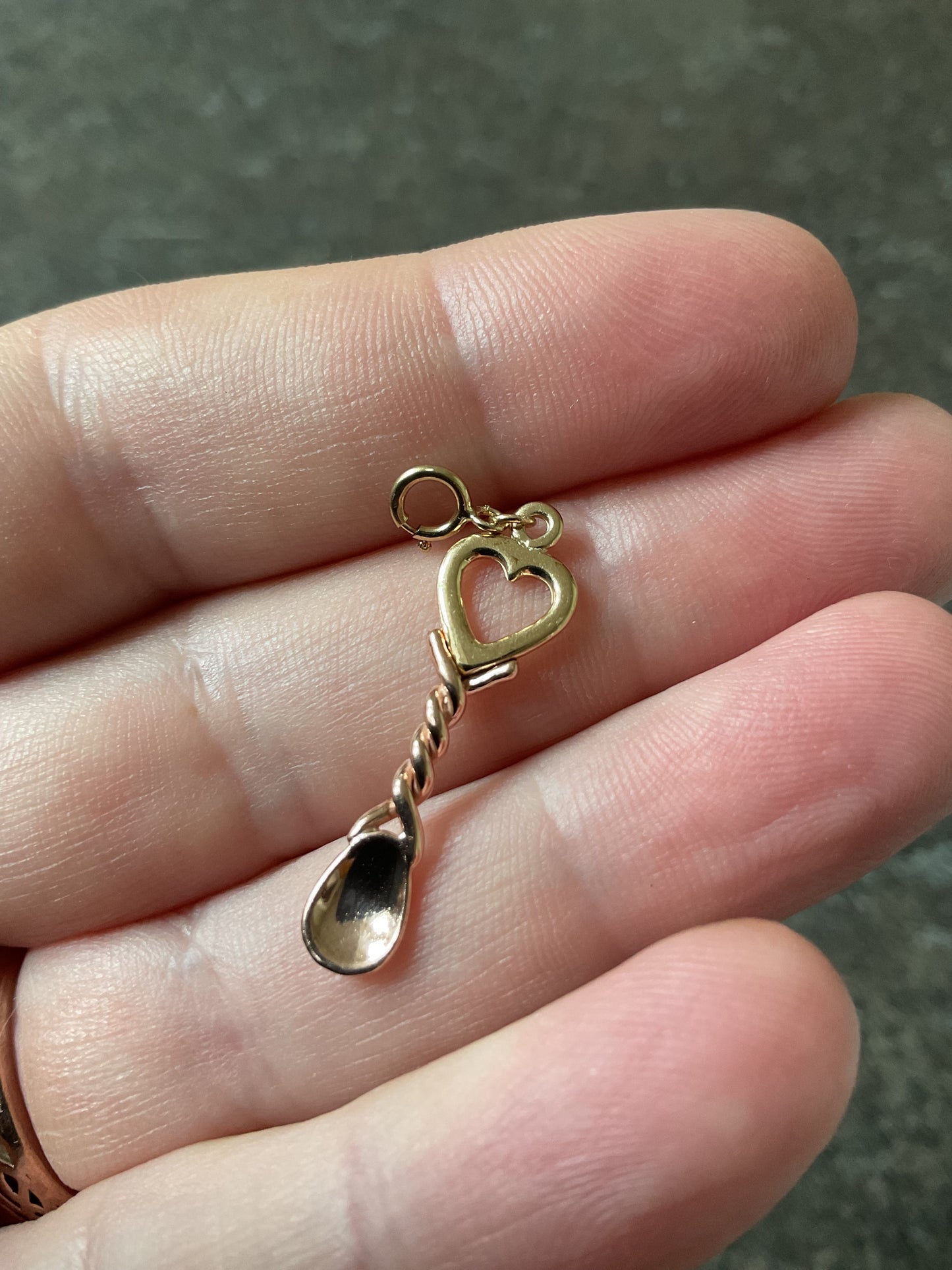 Vintage Clogau 9ct Welsh Lovespoon charm in yellow and rose gold (Dragon charm sold)