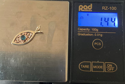 Vintage 9ct Clogau Queen Eleanor/Tryfan Blue stone elliptical pendant in yellow rose gold