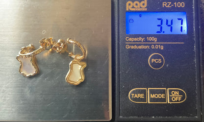 Clogau 9ct Lady of Luck Diamond and Mother of Pearl hoop earrings in yellow gold RRP £690