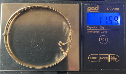 Vintage Clogau Lady Guinevere bangle necklace and earrings matching set in yellow and rose gold