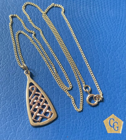 Vintage Clogau Lady Guinevere bangle necklace and earrings matching set in yellow and rose gold