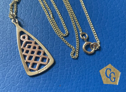 Vintage Clogau Lady Guinevere bangle necklace and earrings matching set in yellow and rose gold
