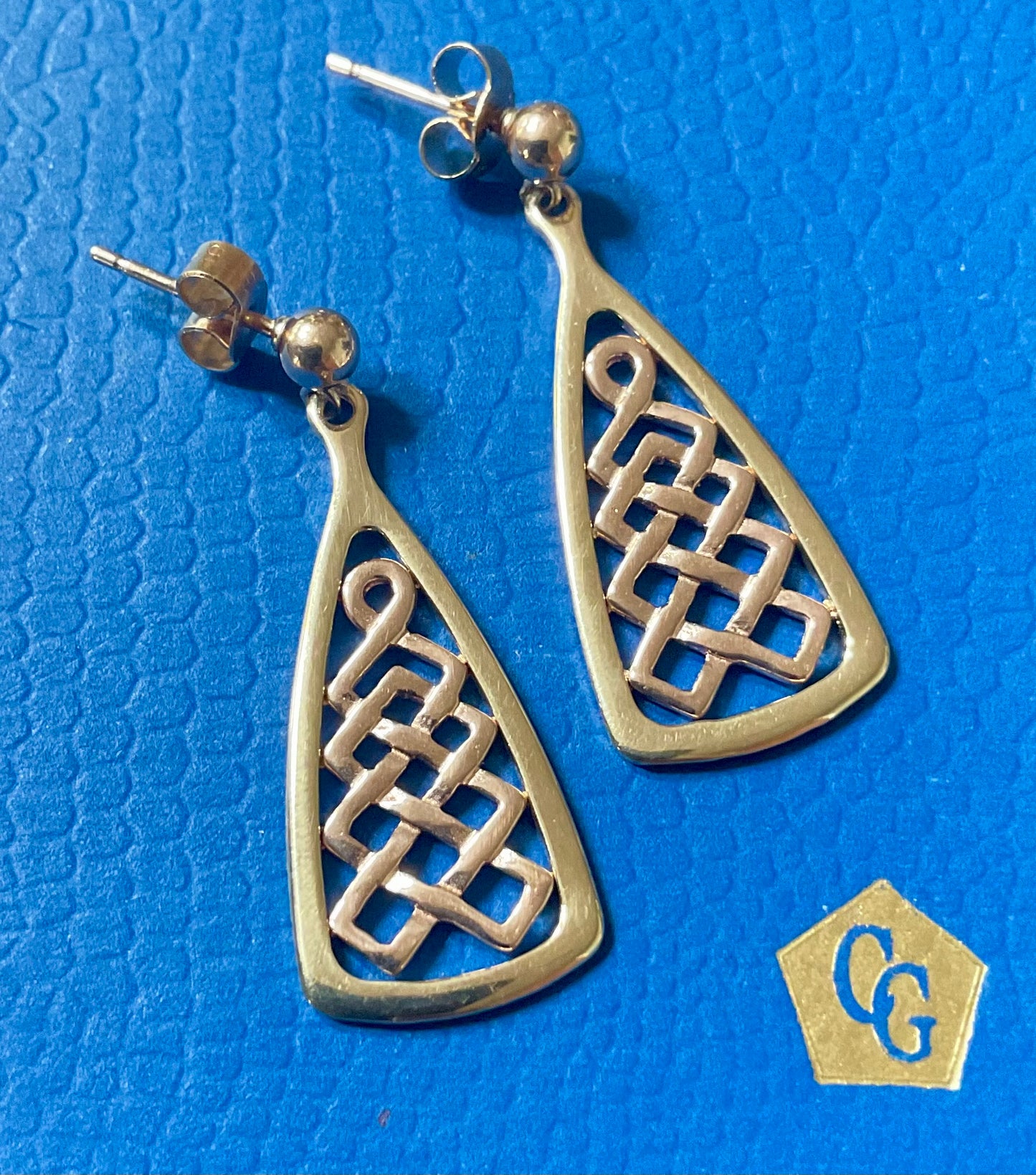 Vintage Clogau Lady Guinevere bangle necklace and earrings matching set in yellow and rose gold