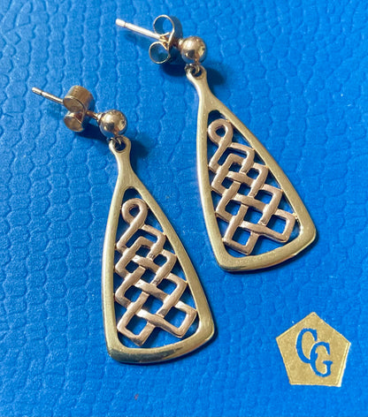 Vintage Clogau Lady Guinevere bangle necklace and earrings matching set in yellow and rose gold