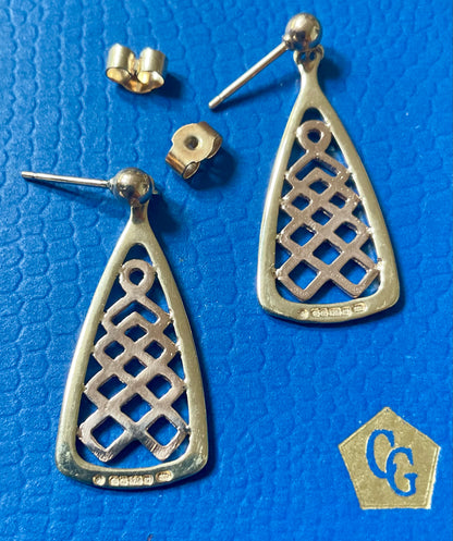 Vintage Clogau Lady Guinevere bangle necklace and earrings matching set in yellow and rose gold