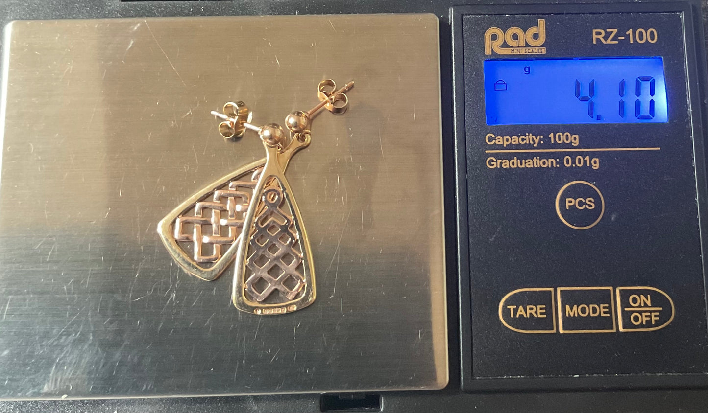 Vintage Clogau Lady Guinevere bangle necklace and earrings matching set in yellow and rose gold