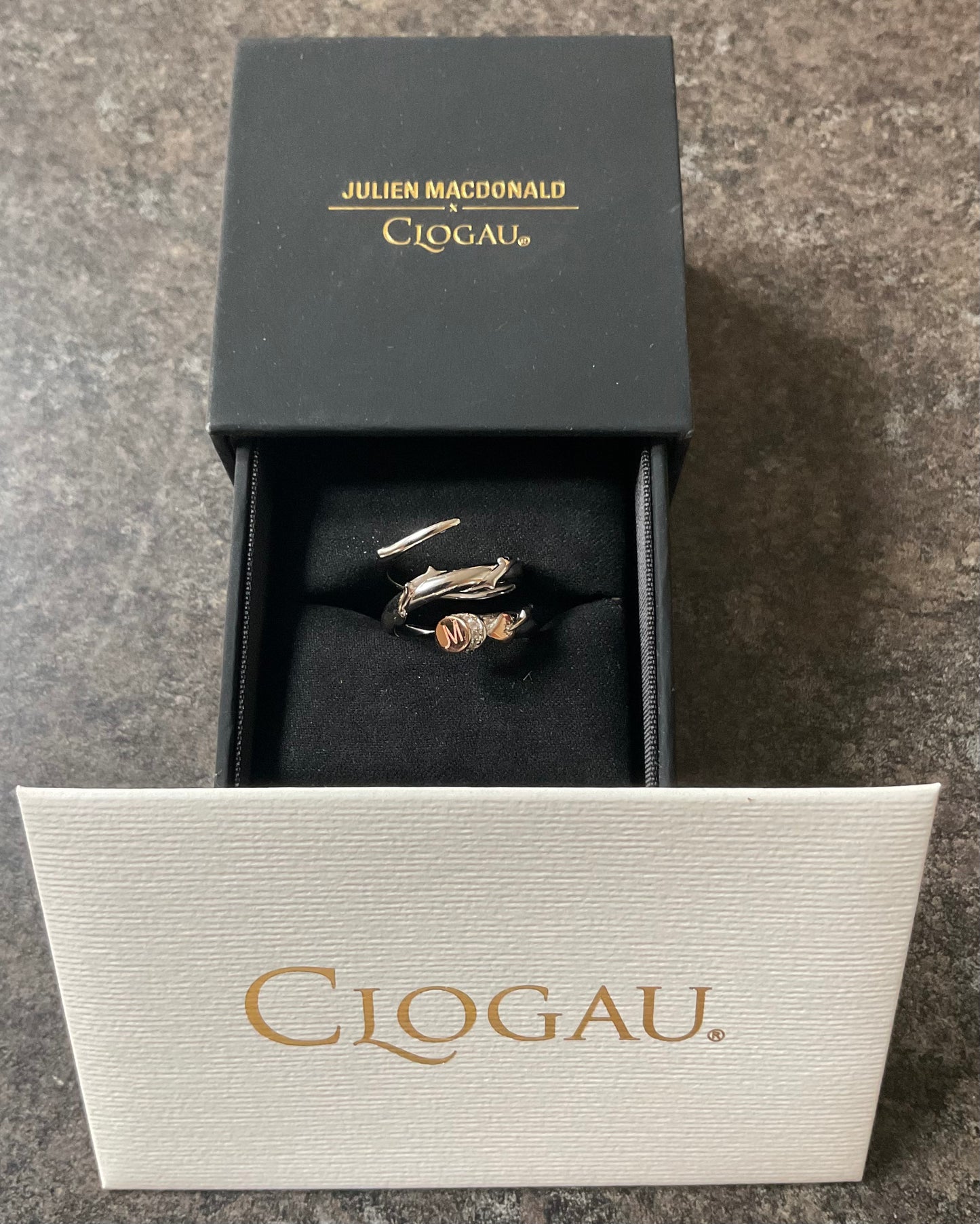 Clogau Betrayal ring by Julien MacDonald in silver and rose gold size N
