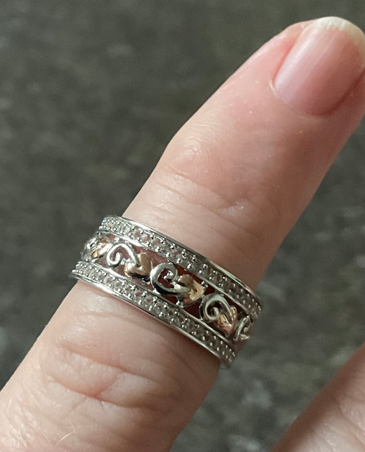 Clogau Tree of Life White Topaz Triple band ring size K in silver and rose gold RRP £219
