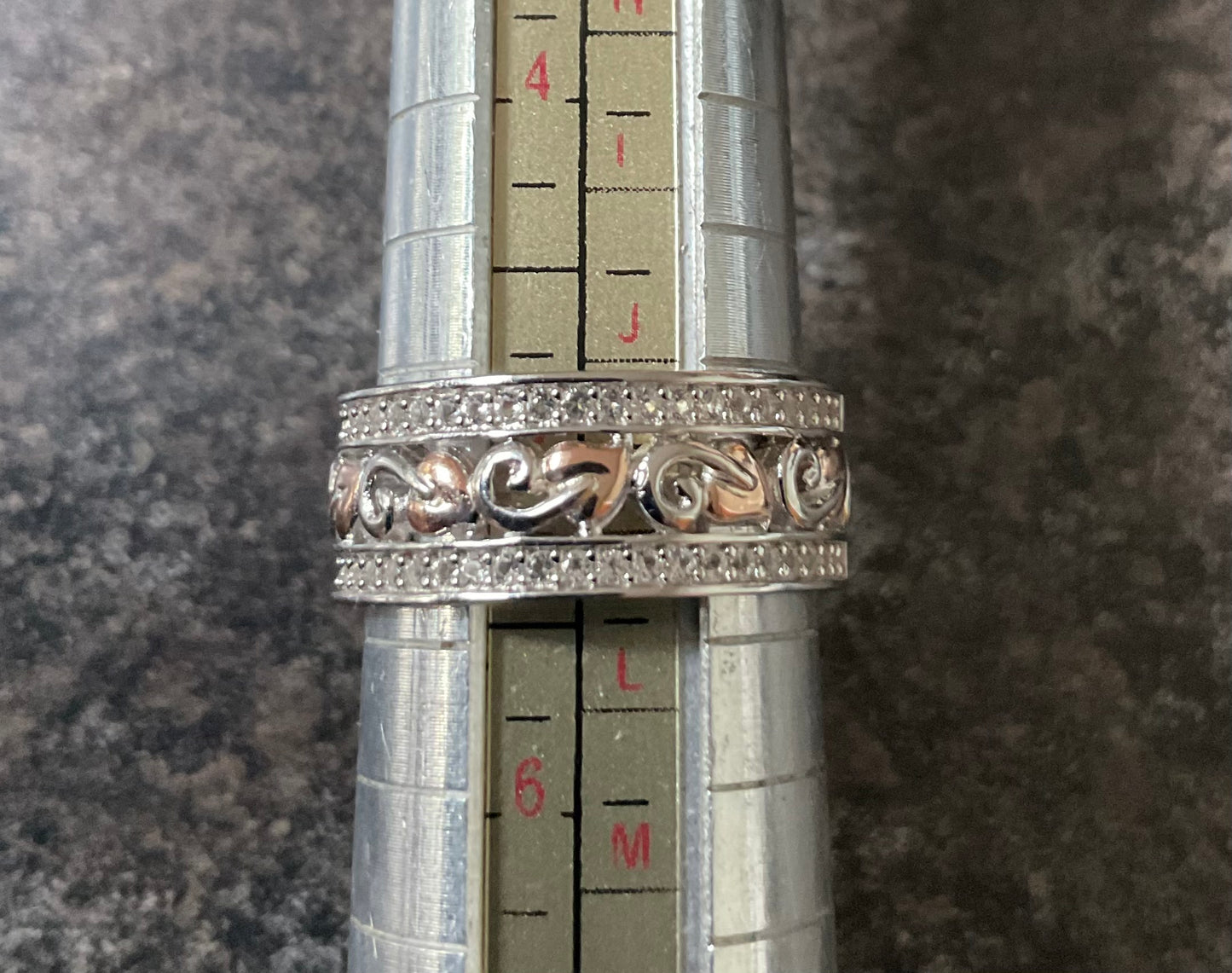 Clogau Tree of Life White Topaz Triple band ring size K in silver and rose gold RRP £219