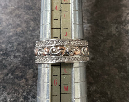 Clogau Tree of Life White Topaz Triple band ring size K in silver and rose gold RRP £219