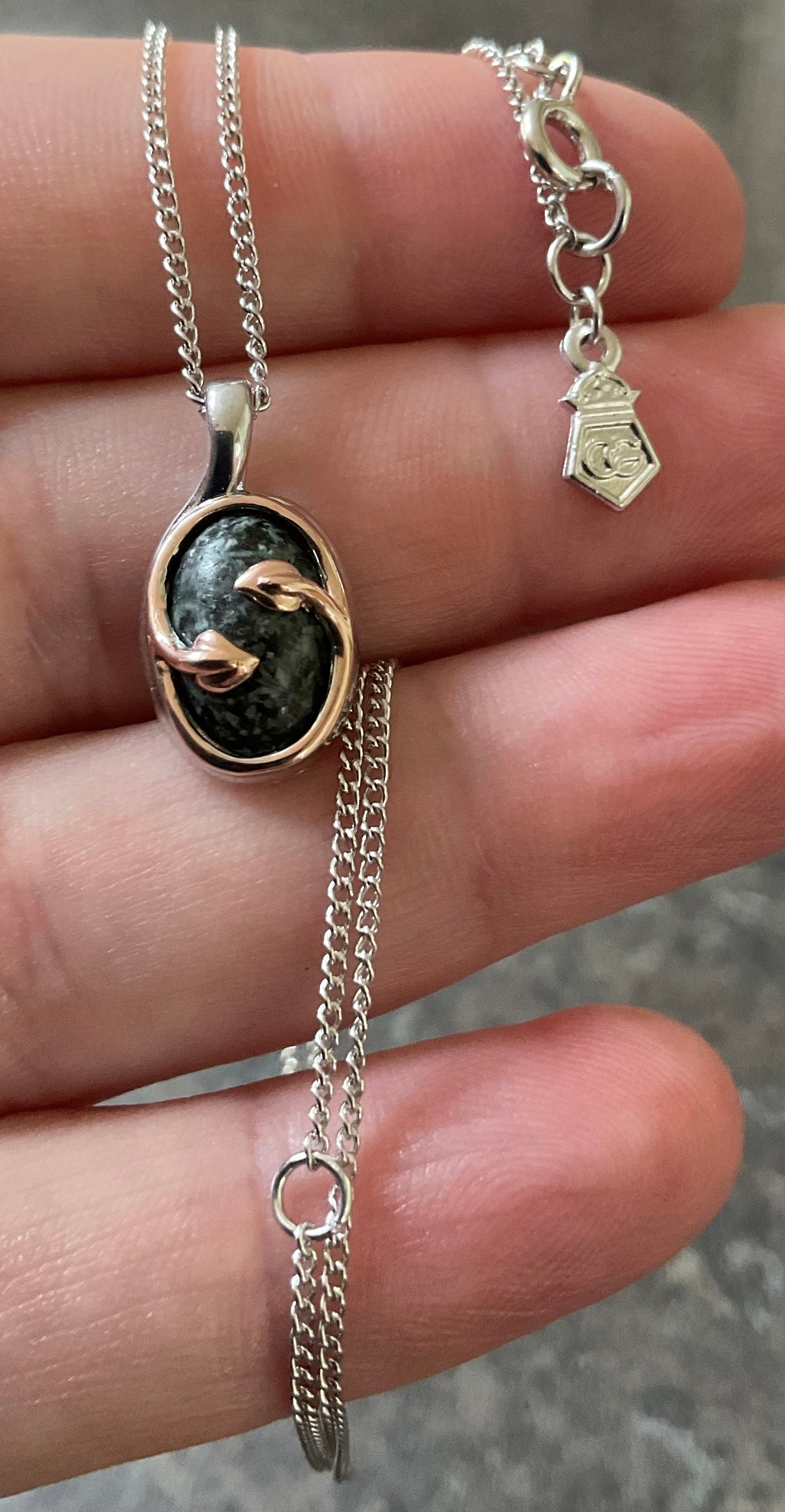 Clogau Preseli Bluestone Heart of Wales pendant necklace in silver and rose gold 18-22”