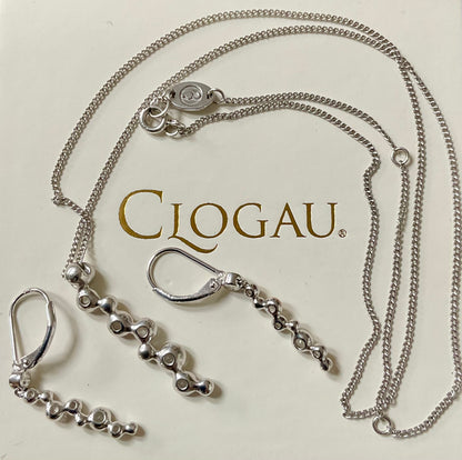 Clogau Celebration White Topaz necklace 18, 20 or 22” and drop earrings in silver and rose gold matching set