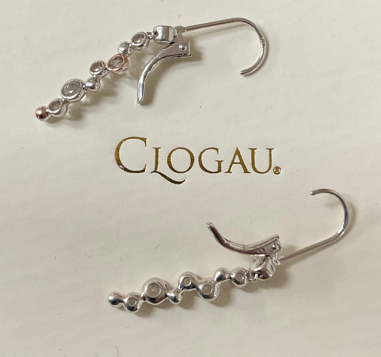 Clogau Celebration White Topaz necklace 18, 20 or 22” and drop earrings in silver and rose gold matching set
