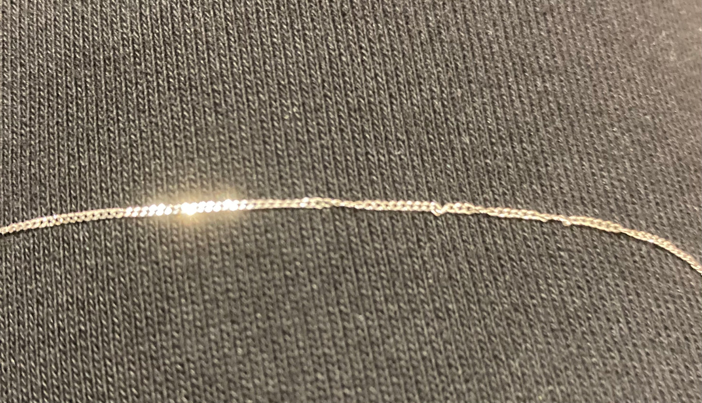 9ct Diamond wave bar white gold pendant necklace on 18" 9ct fine chain