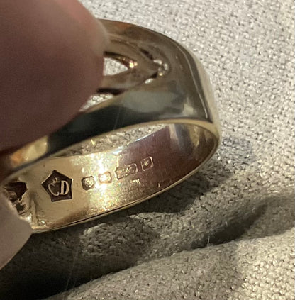 Clogau 9ct St.Davids white topaz Celtic ring size O yellow and rose gold