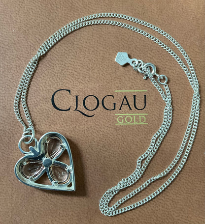 Clogau Heart of Wales White Topaz pendant necklace 18” in silver and rose gold