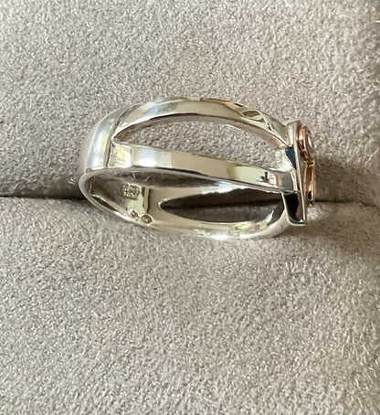 Clogau Heart of Wales White Topaz ring size T in silver and rose gold
