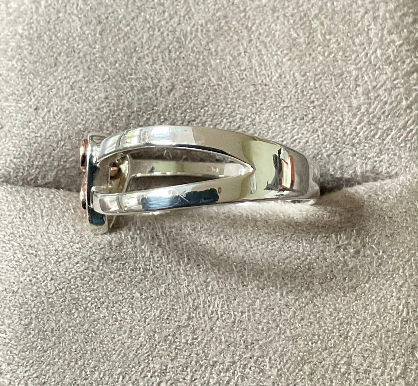 Clogau Heart of Wales White Topaz ring size T in silver and rose gold