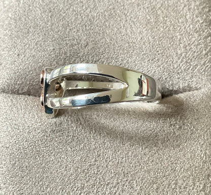 Clogau Heart of Wales White Topaz ring size T in silver and rose gold