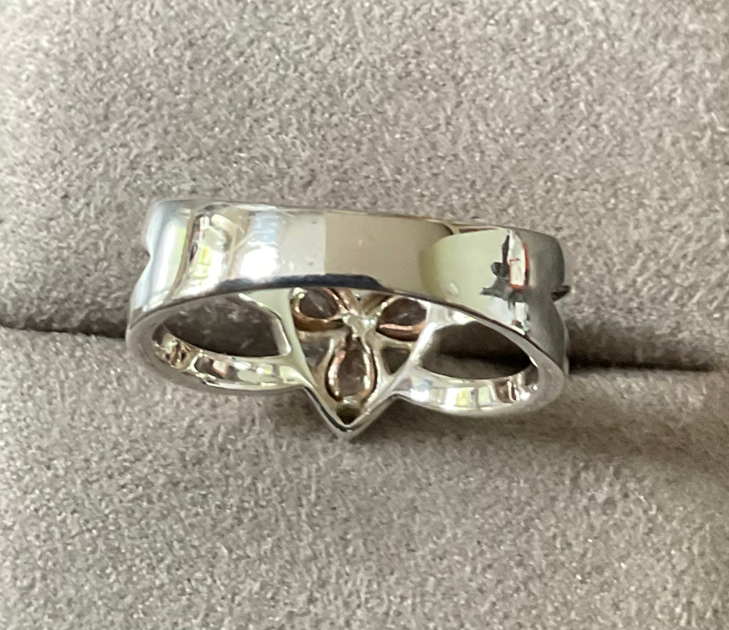 Clogau Heart of Wales White Topaz ring size T in silver and rose gold