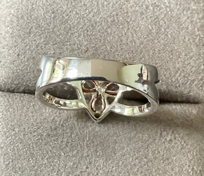 Clogau Heart of Wales White Topaz ring size T in silver and rose gold