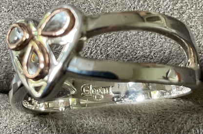 Clogau Heart of Wales White Topaz ring size T in silver and rose gold