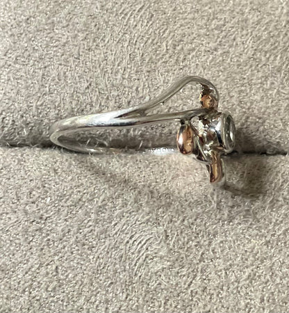 Clogau Love Vine Aquamarine ring size O in silver and rose gold