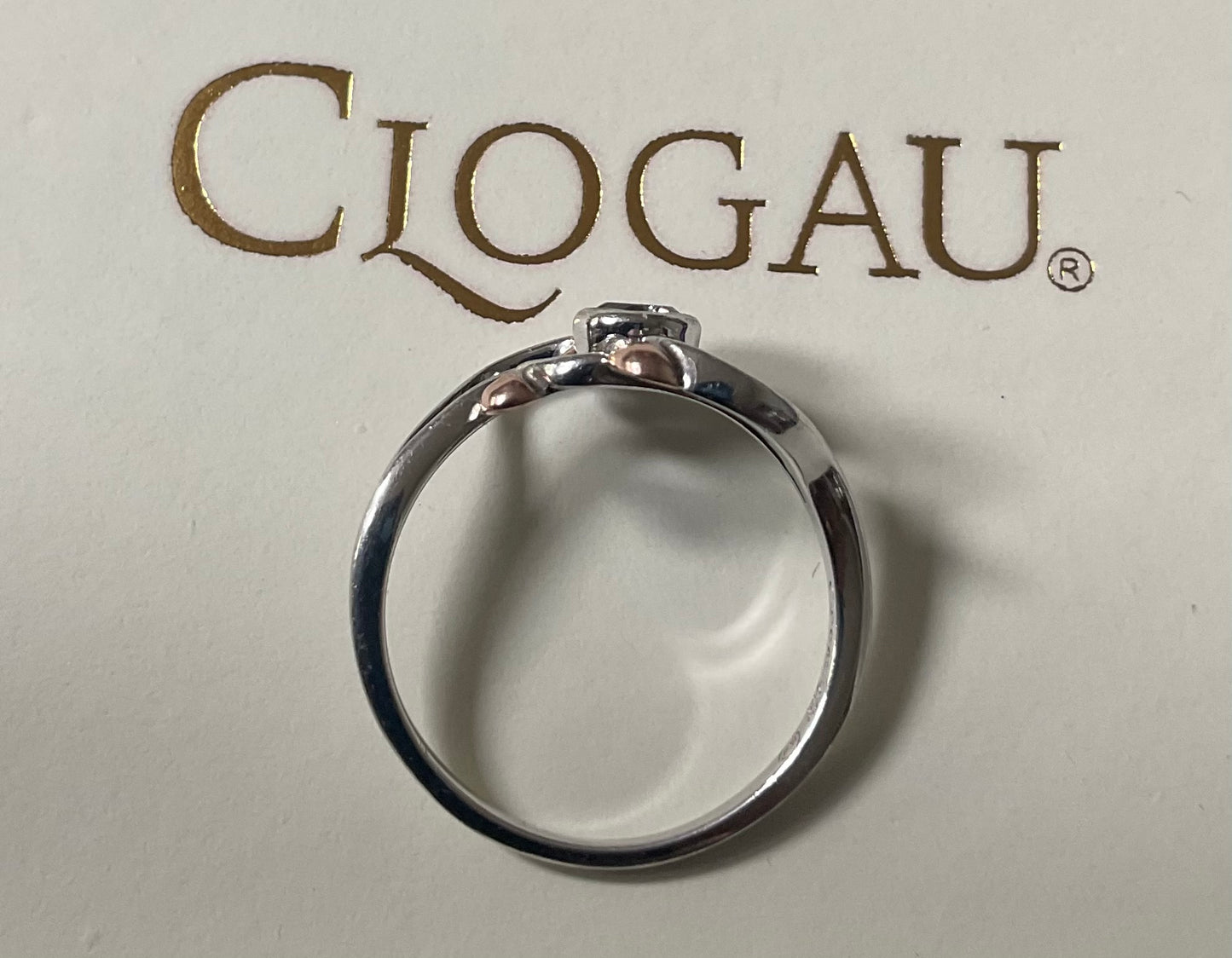 Clogau Love Vine Aquamarine ring size O in silver and rose gold