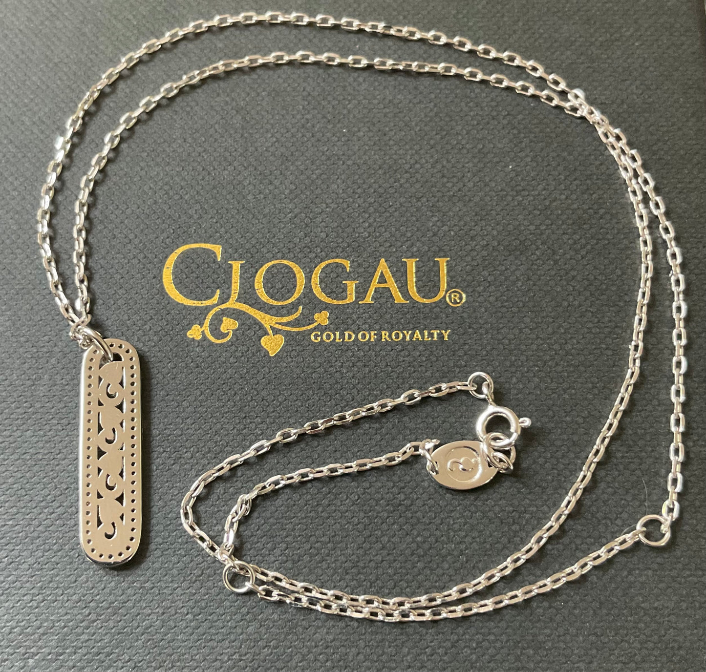 Clogau Tree of Life White Topaz Bar pendant 18-22” necklace in silver and rose gold