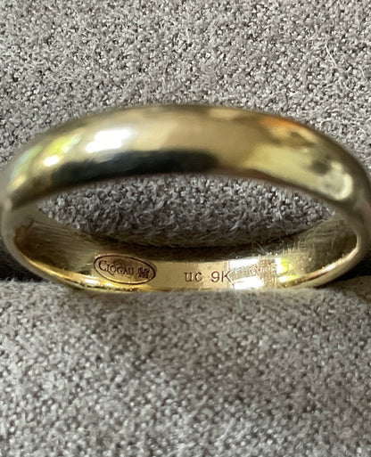 Clogau Promises 9ct Unisex Cariad 4mm wedding band ring size Q in yellow gold RRP £820