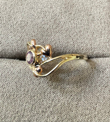 Clogau 9ct Amethyst Tree of Life Vine ring size M-M1/2 in yellow and rose gold
