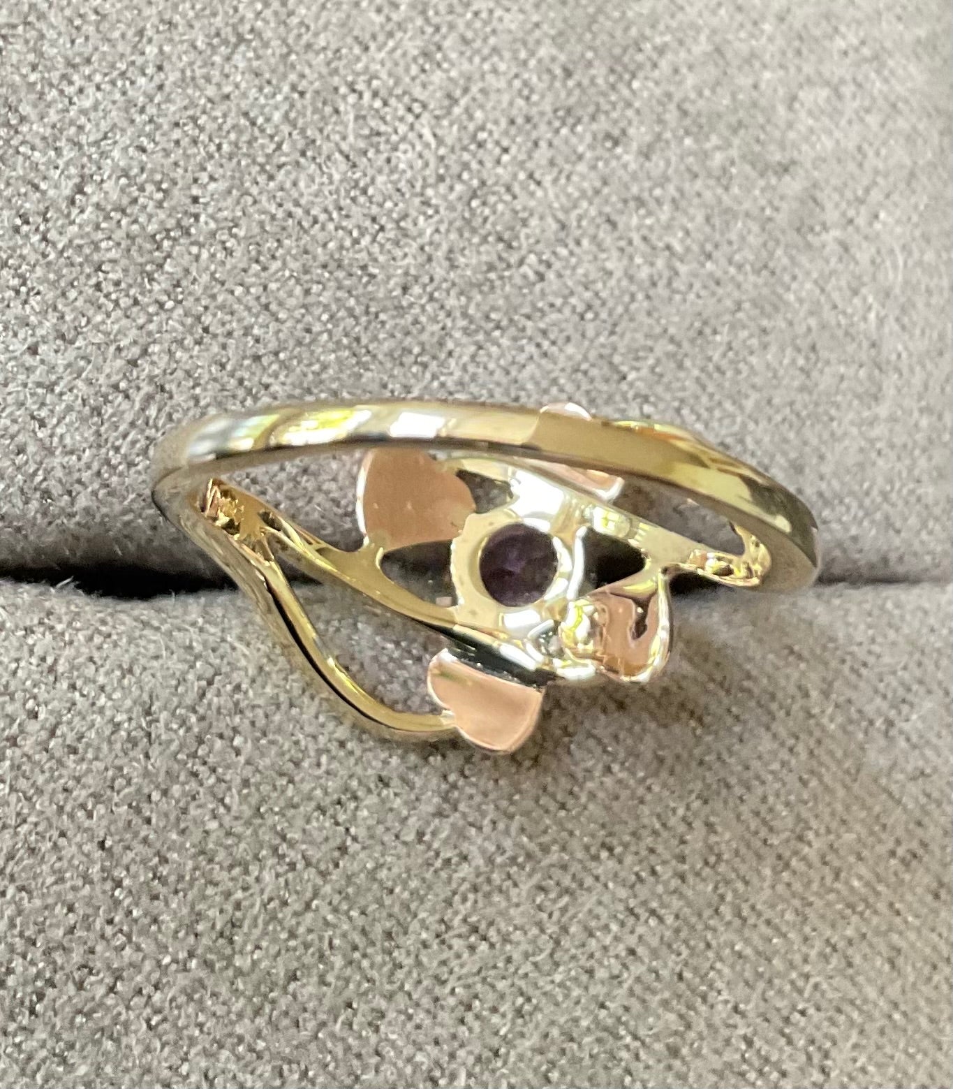 Clogau 9ct Amethyst Tree of Life Vine ring size M-M1/2 in yellow and rose gold