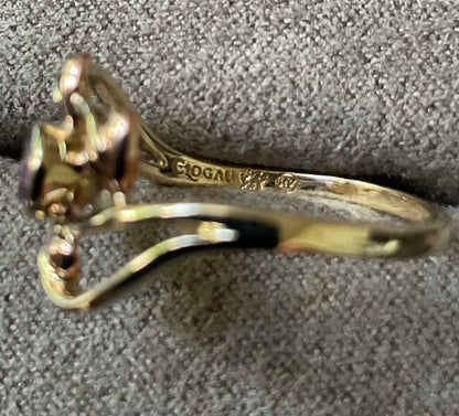 Clogau 9ct Amethyst Tree of Life Vine ring size M-M1/2 in yellow and rose gold