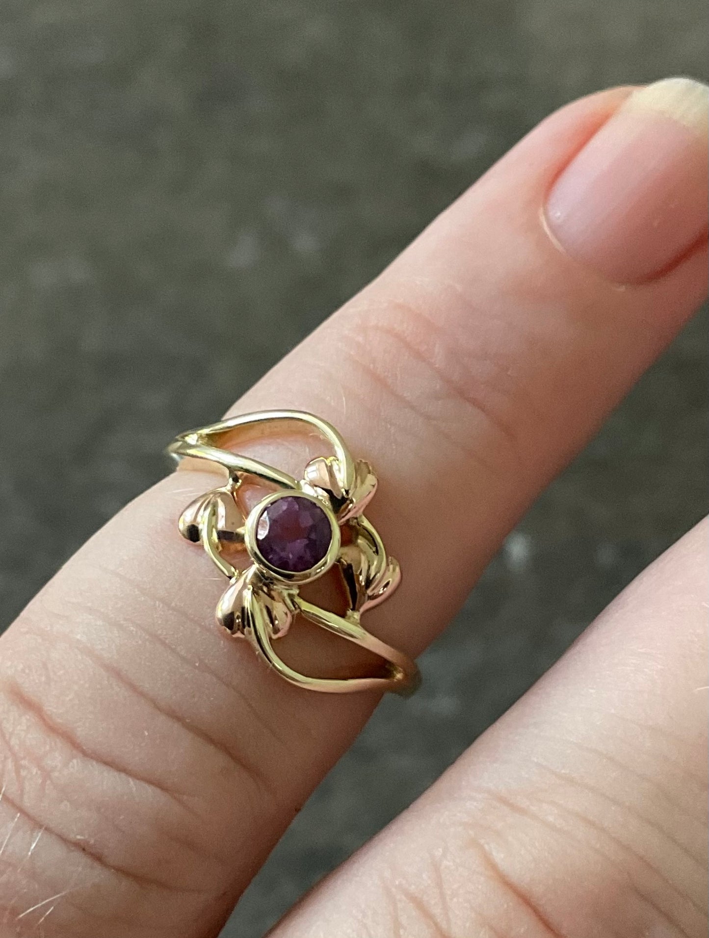 Clogau 9ct Amethyst Tree of Life Vine ring size M-M1/2 in yellow and rose gold