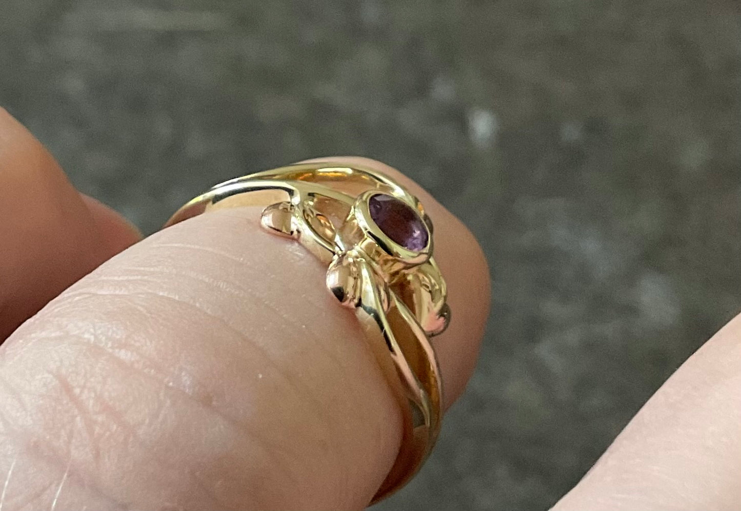 Clogau 9ct Amethyst Tree of Life Vine ring size M-M1/2 in yellow and rose gold