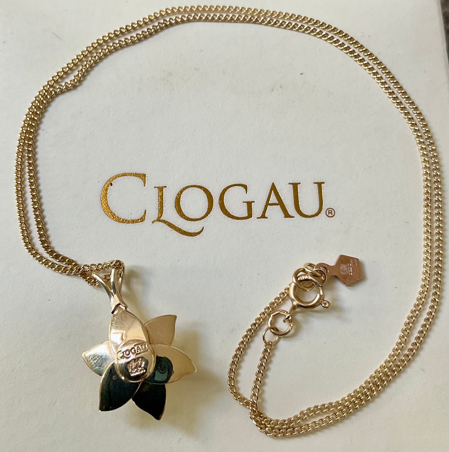 Clogau 9ct Daffodil pendant 18” necklace in yellow and rose gold 5.25g