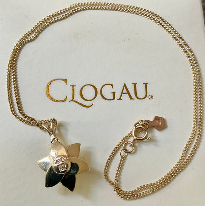 Clogau 9ct Daffodil pendant 18” necklace in yellow and rose gold 5.25g