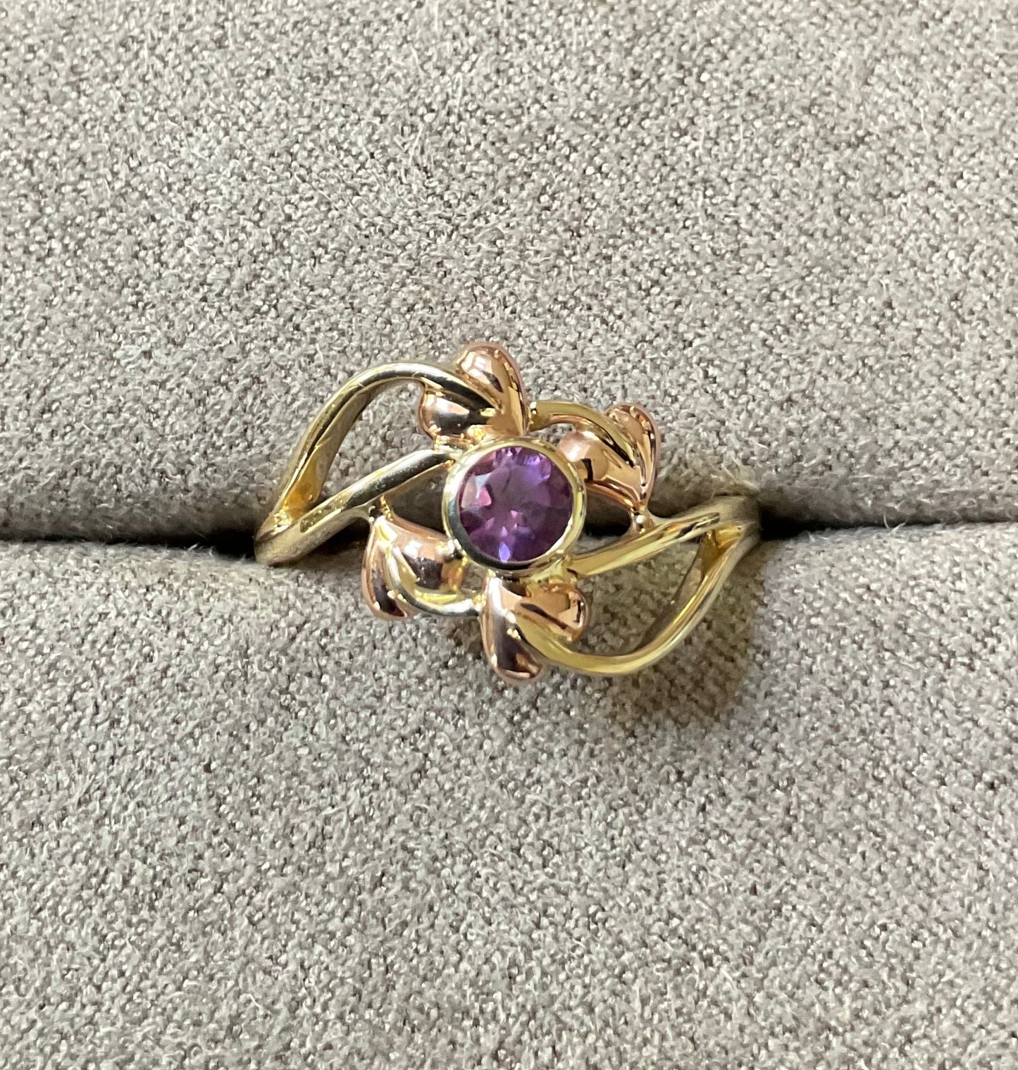 Clogau 9ct Amethyst Tree of Life Vine ring size M-M1/2 in yellow and rose gold