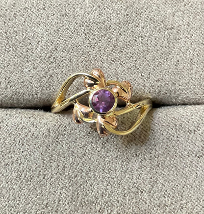Clogau 9ct Amethyst Tree of Life Vine ring size M-M1/2 in yellow and rose gold