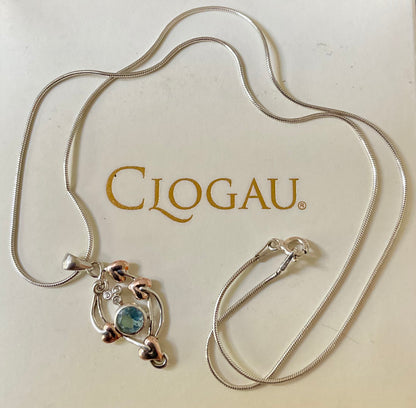 Clogau Aquamarine Love Vine pendant in silver and rose gold on an 18” 925 ITALY snake chain