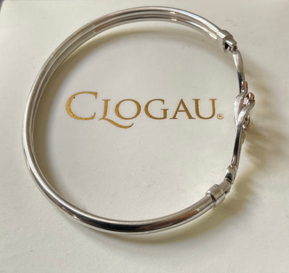 Clogau Aquamarine Love Vine bangle bracelet in silver and rose gold