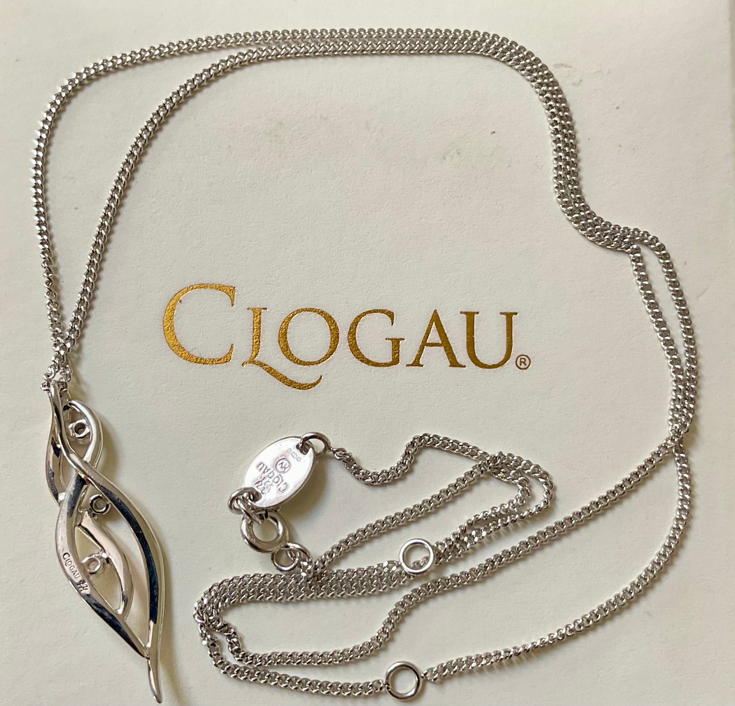 Clogau Natures Wonders Swallow Waterfalls White Topaz pendant necklace 18-22” in silver & rose gold